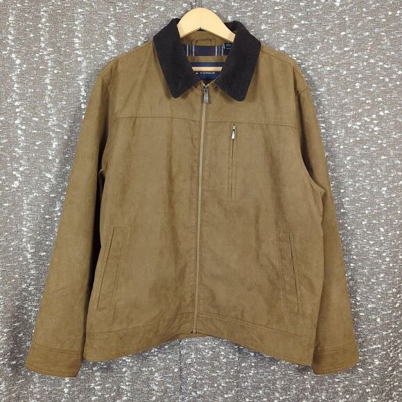 Roundtree & Yorke Faux Suede Full Zip Collared Bomber Jacket Men's Large